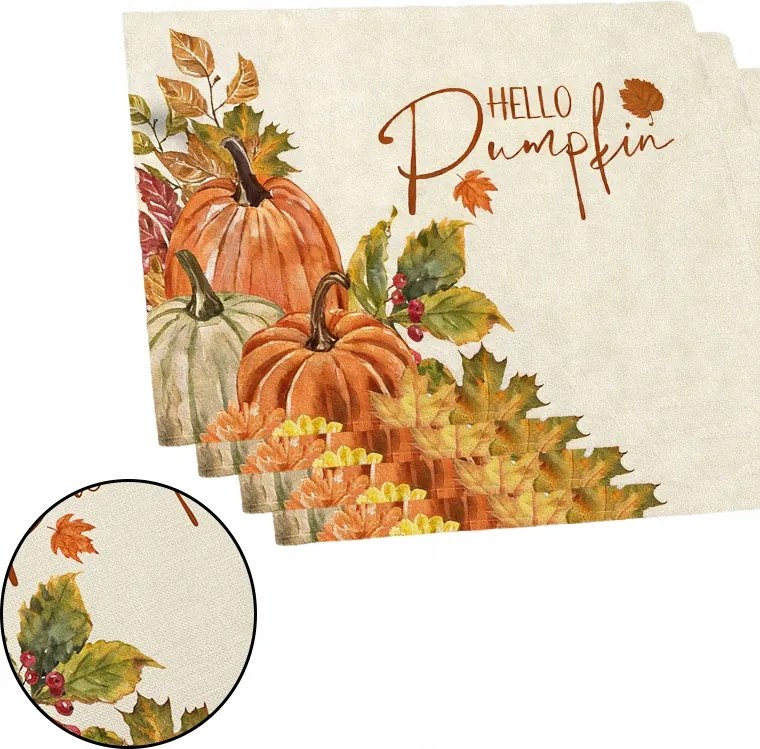 Asztali Alátét Őszi mintás Őszi 30x45cm Vízálló 4 db