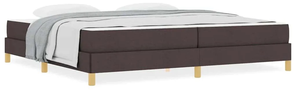 Boxrugós ágy Barna 200 x 200 cm Textil és mérnöki fa
