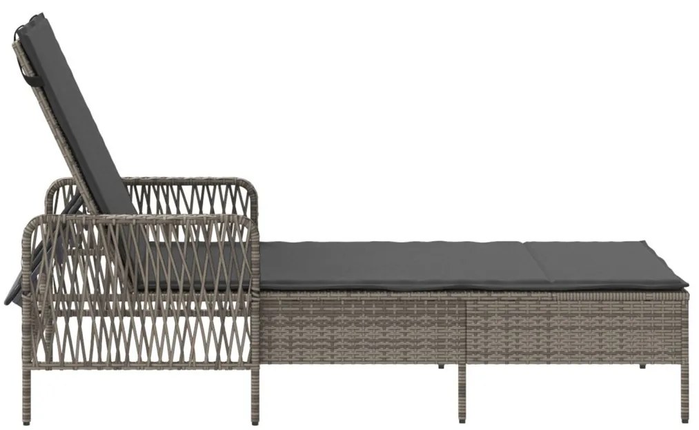 Napozóágy Szürke és sötét szürke PE Rattan 157 x 55 x 92 cm