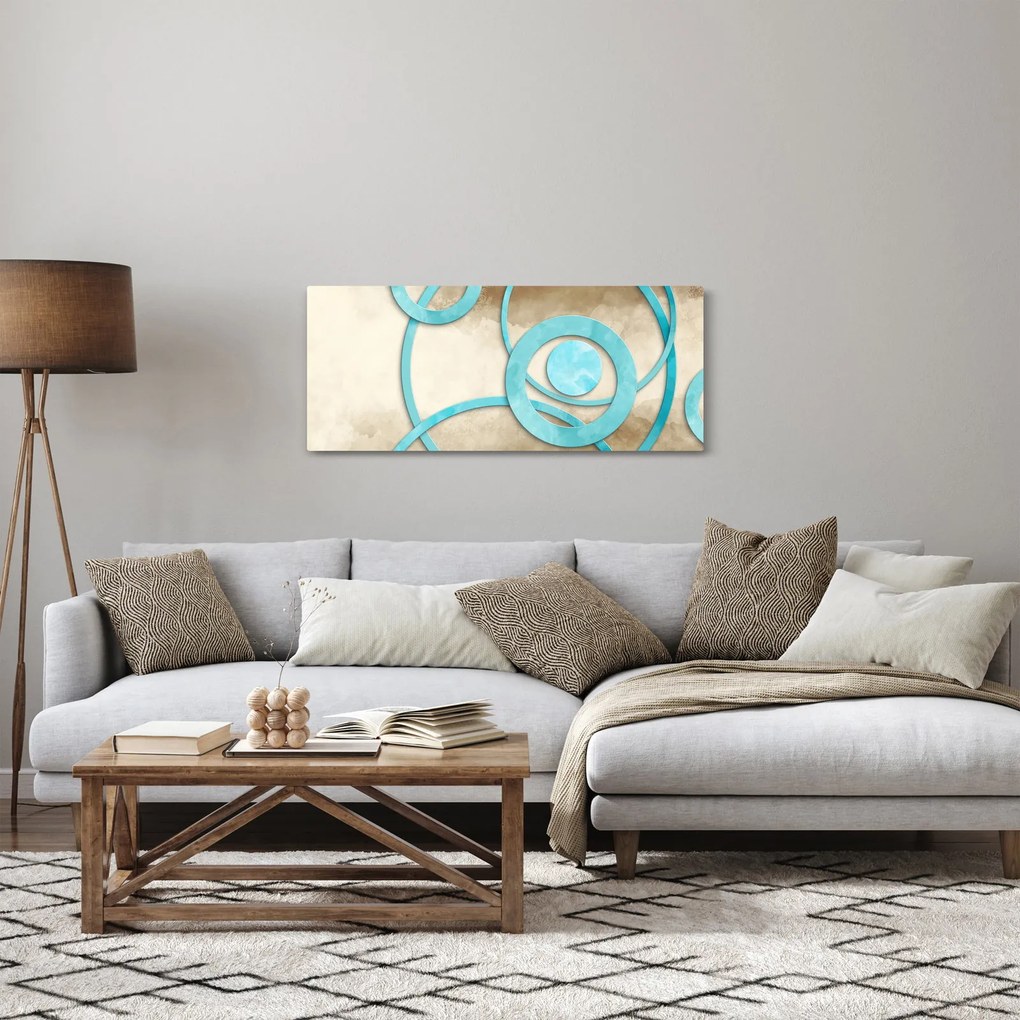 Kép - Kék körök akvarell (120x50 cm)