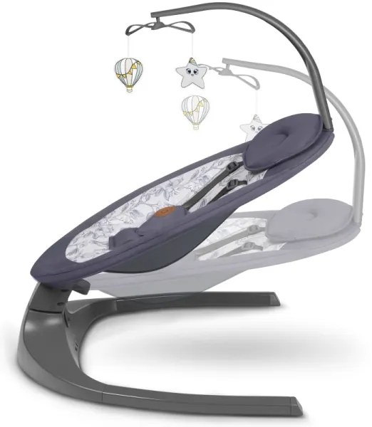 Lionelo - Zenélő babahinta RALF 4xAA szürke-fehér + távirányítóval