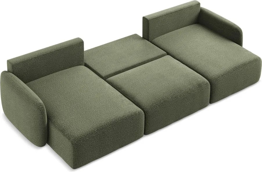 Zöld kinyitható-tárolóhelyes sarokkanapé Kalena – Makamii