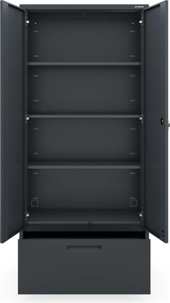 Moduláris többfunkciós fém szekrény magas fiókkal antracit MEGAN 1950 x 900 x 400 mm