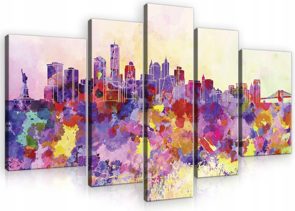 Vászon Falikép Absztrakt Város Hálószoba 5 Részes 170x100