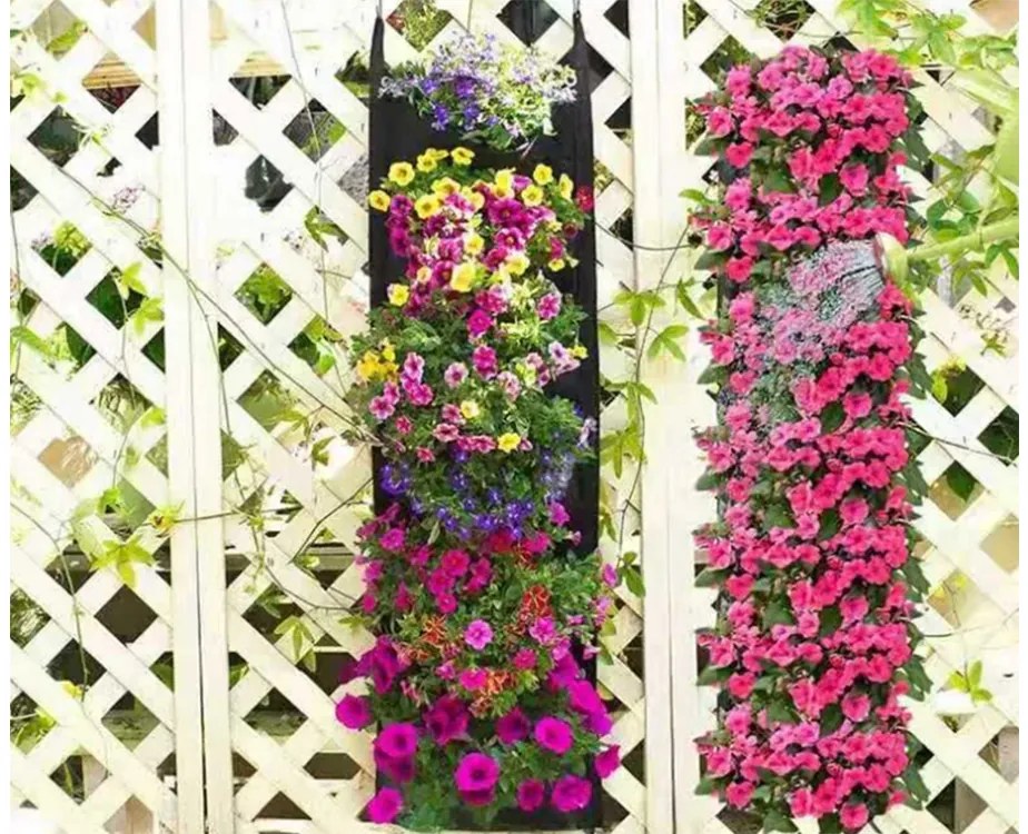 Filc függőleges növénytartó - 7 zseb palánták számára