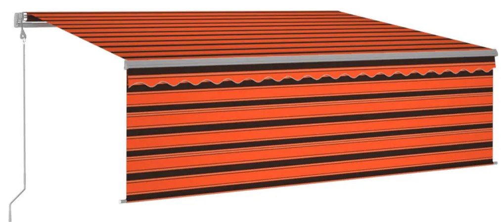 narancs-barna redőnyös, LED-es, szélérzékelős napellenző 4,5x3m