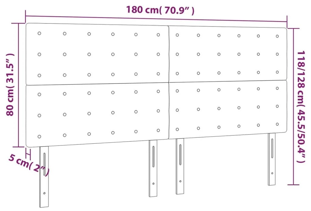 4 db fekete bársony fejtámla 90x5x78/88 cm