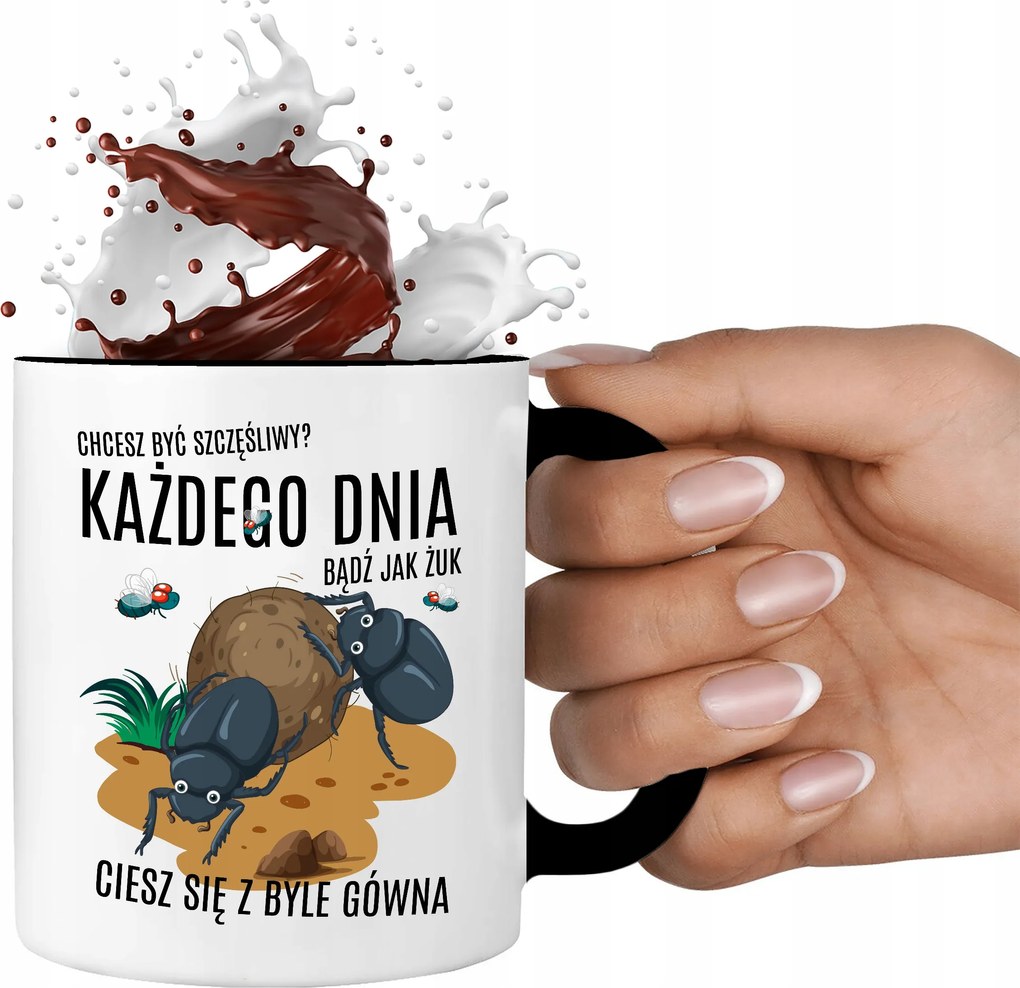 Bögre Fehér 330ml Fekete Minden Napra Bogár Mintás Művészi Minták