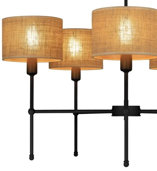 Rúdon függesztett csillár MADELA 5xE14/40W/230V juta/fekete