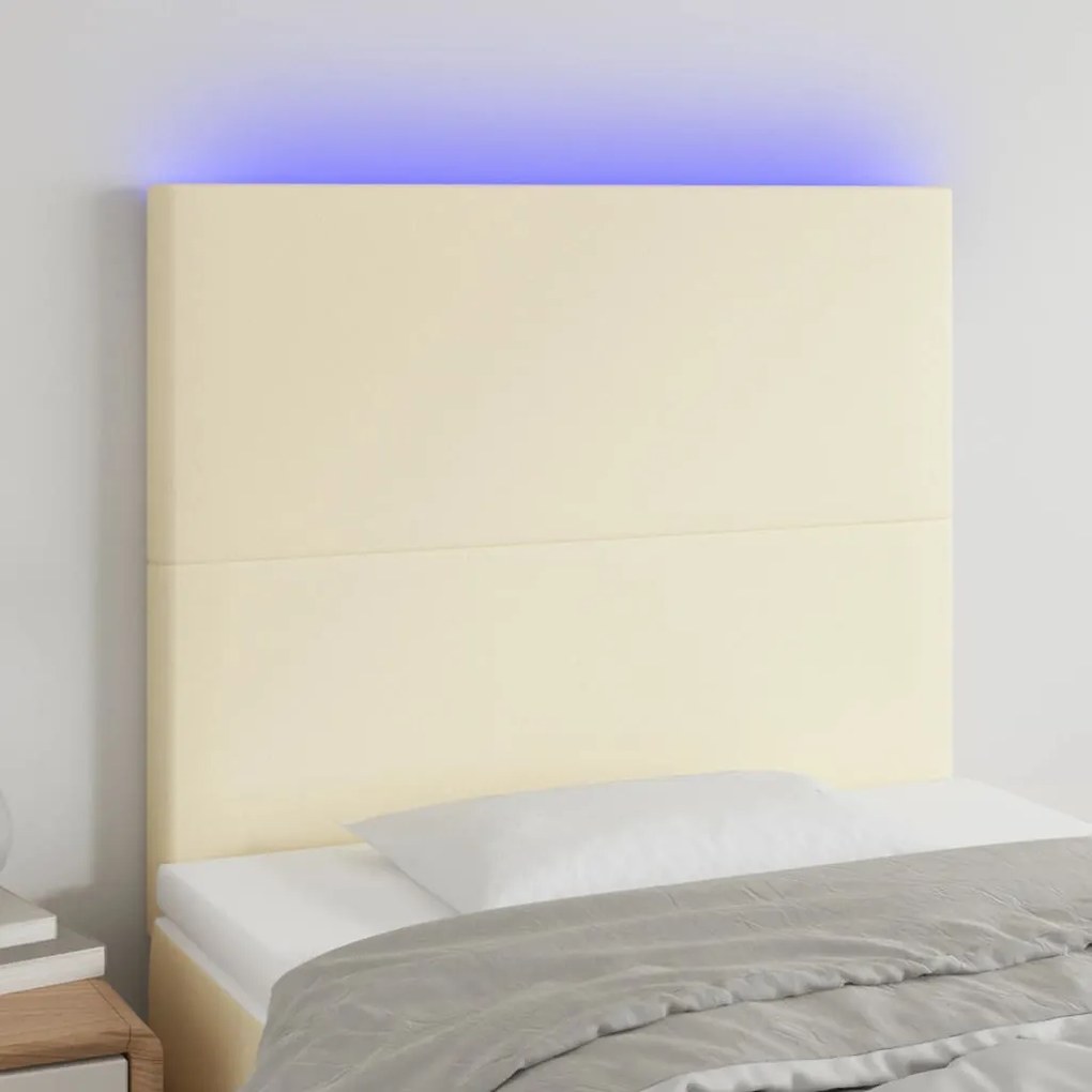 krémszínű műbőr LED-es fejtámla 80x5x118/128 cm