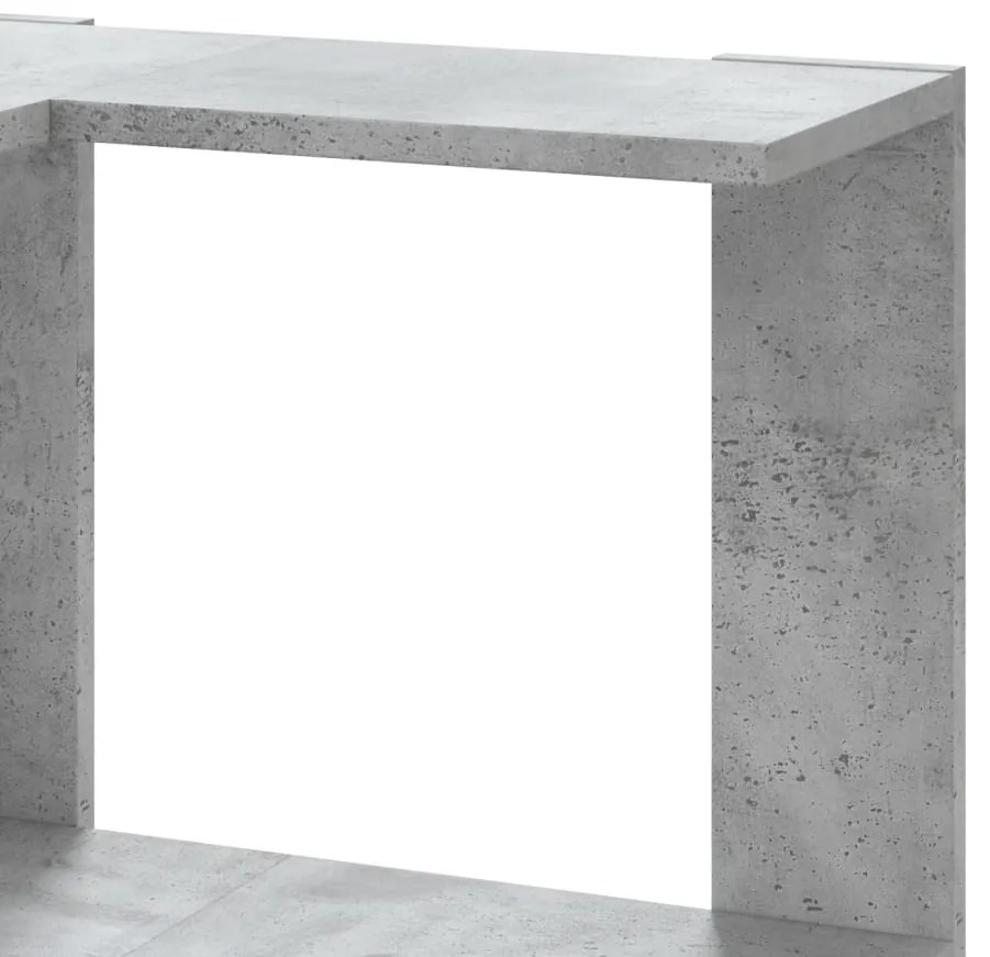 3 szintes betonszürke szerelt fa sarok könyvespolc 50x50x102 cm