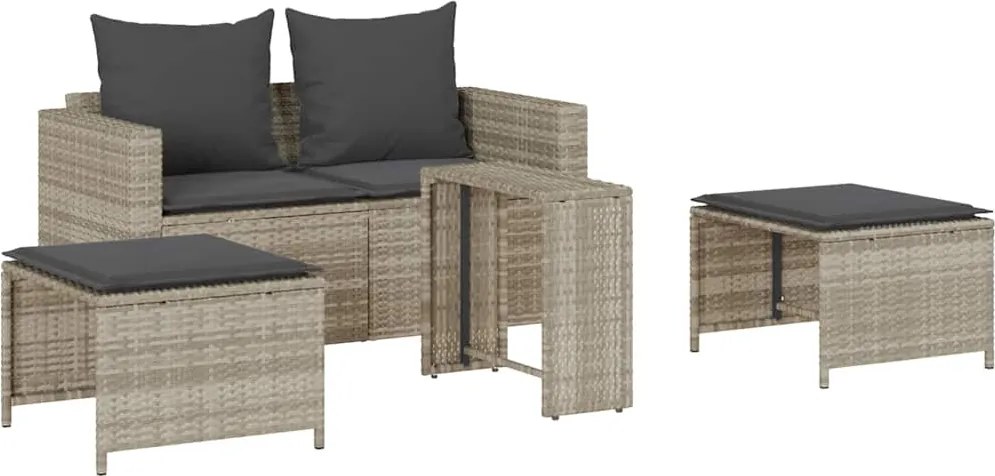 vidaXL 5 részes polyrattan kerti kanapé garnitúra párnákkal stackable