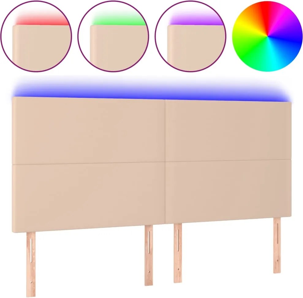 vidaXL cappuccino műbőr LED-es fejtámla 200x5x118/128 cm