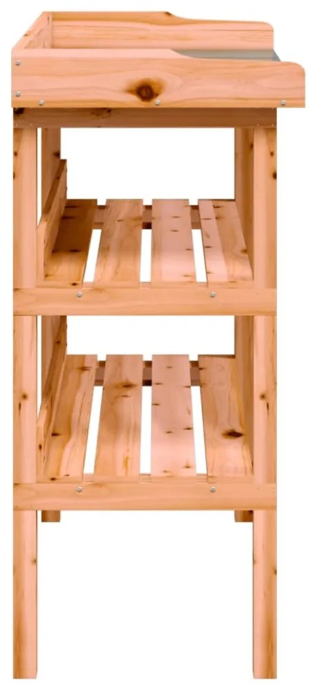barna tömör fenyőfa növénytartó asztal polcokkal 78x38x82,5 cm