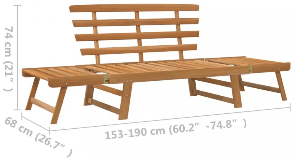 2 az 1-ben tömör akácfa kerti pad 190 cm