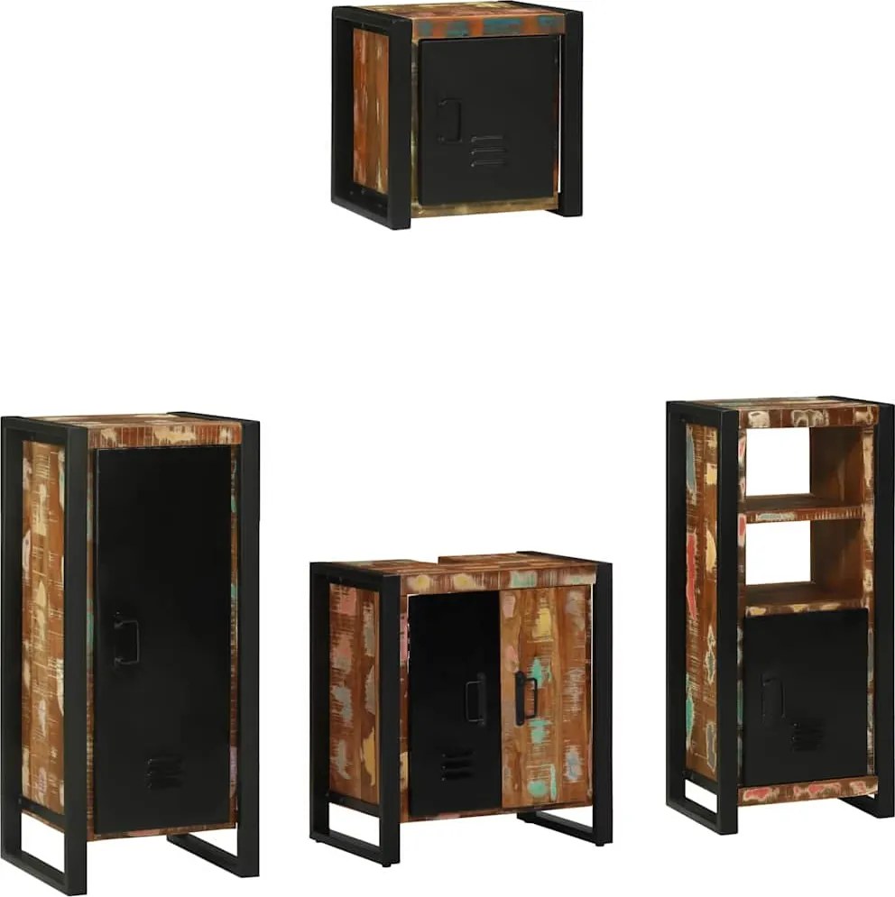 vidaXL Fürdőszoba bútor szett 4 pcs Szilárd Újrahasznosított Fa