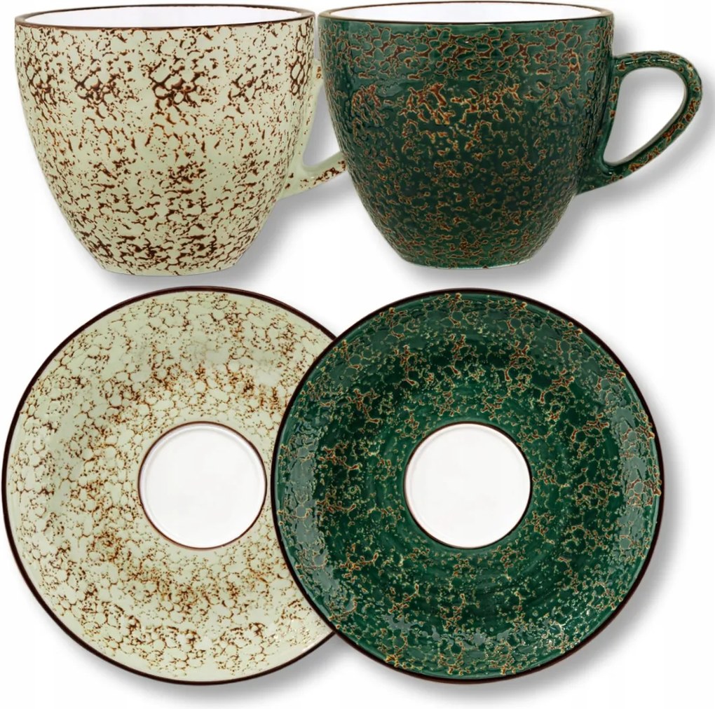 Italoscsésze pisztácia zöld 300 ml és csészealj 15 cm Wilmax 4 db