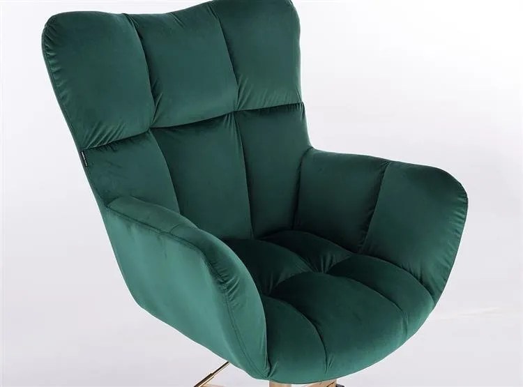 HR650N Sötétzöld modern velúr szék arany lábbal