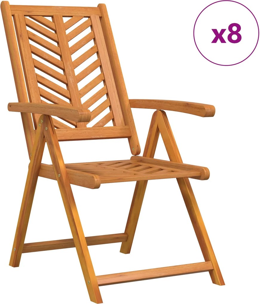 vidaXL Kerti Szék 8 pcs Barna 57 x 72 x 109 cm Tömör Akácfa