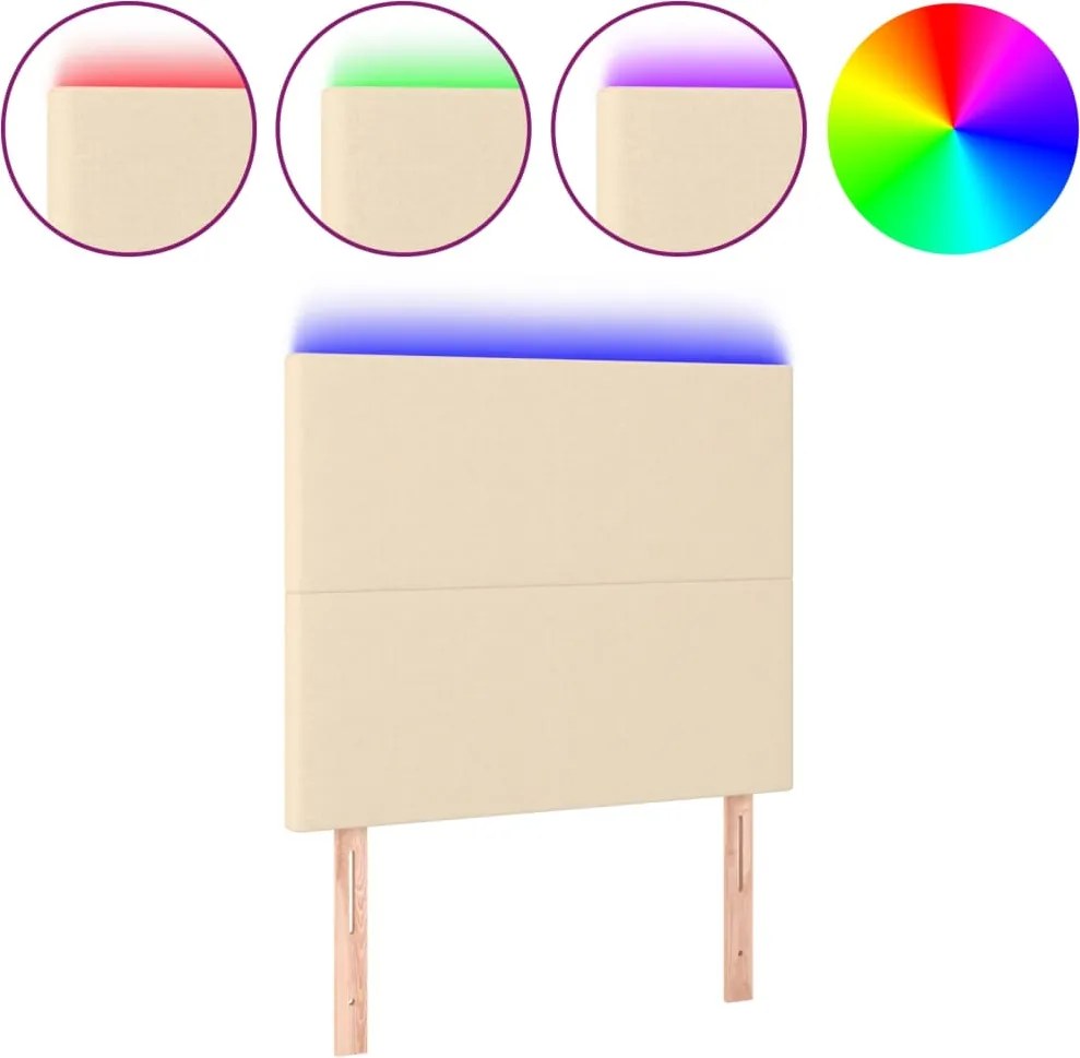 vidaXL krémszínű szövet LED-es fejtámla 100x5x118/128 cm