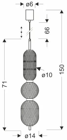 PUMA LED függőlámpa kábelen, 15W/230V, átm. 14 cm, fekete