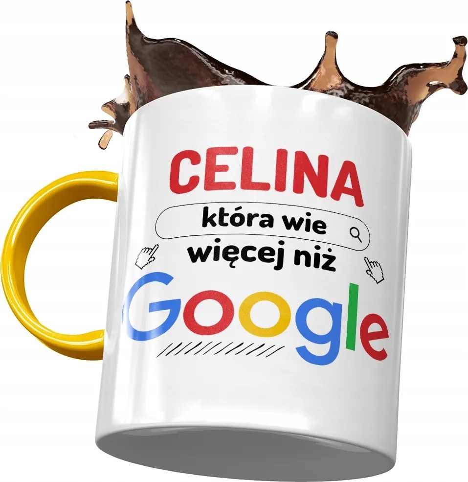 Sárga Bögre Celina Barátnő Feleség Ajándék Nyomtatott Fotóval