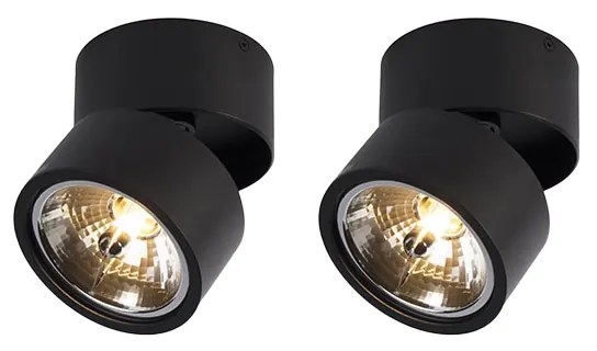 2 db modern fekete kerek állítható reflektor készlet - Go Nine
