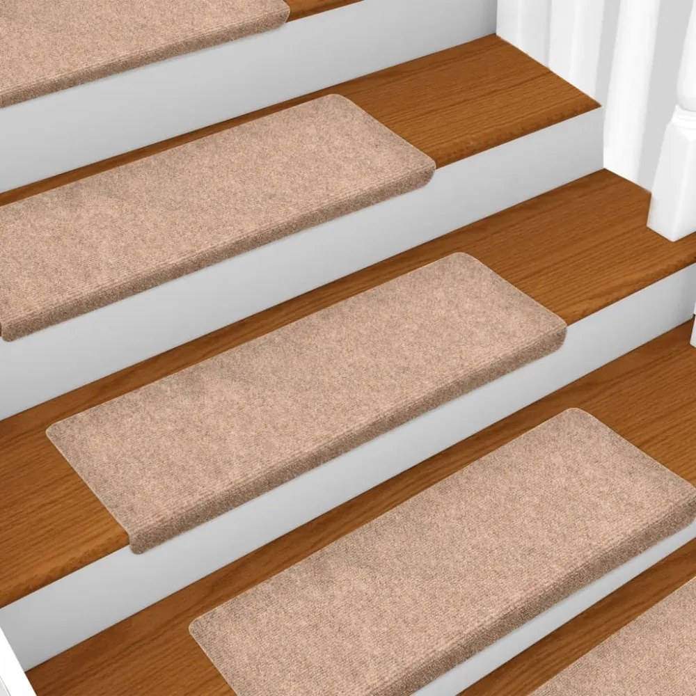 5 db öntapadós lépcsőszőnyeg 65 x 21 x 4 cm krémszínű téglalap alakú széllel