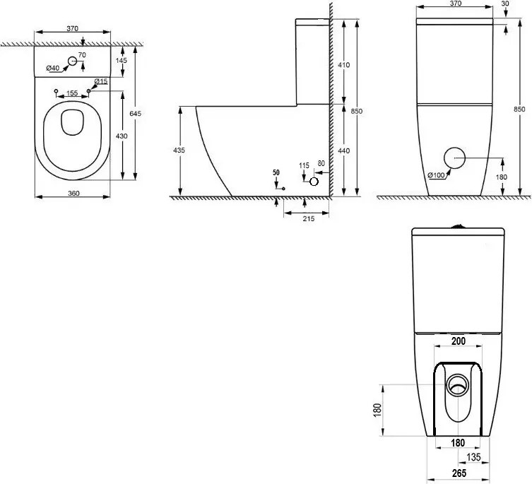 AREZZO design ARIZONA kombi wc Vortex Rimless