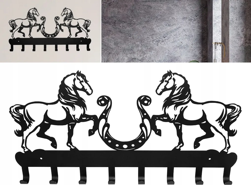 Akasztós ruhatartó kulcstartó Lovak