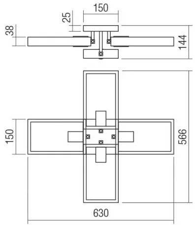 Redo 01-1969 - Mennyezeti lámpa TIMBER 4xE27/42W/230V
