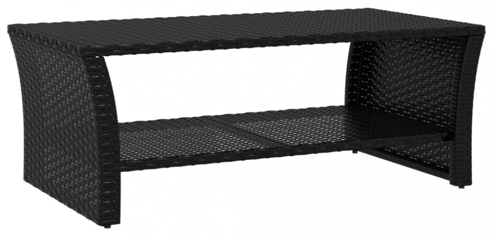 fekete polyrattan dohányzóasztal 100 x 50 x 40 cm