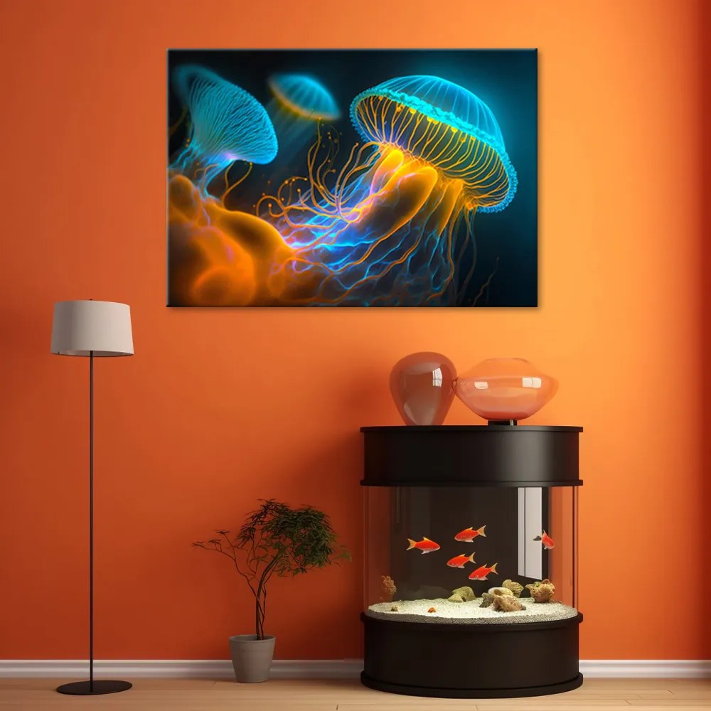 Gario Vászonkép Lélegzetelállító medúzák Méret: 90 x 60 cm