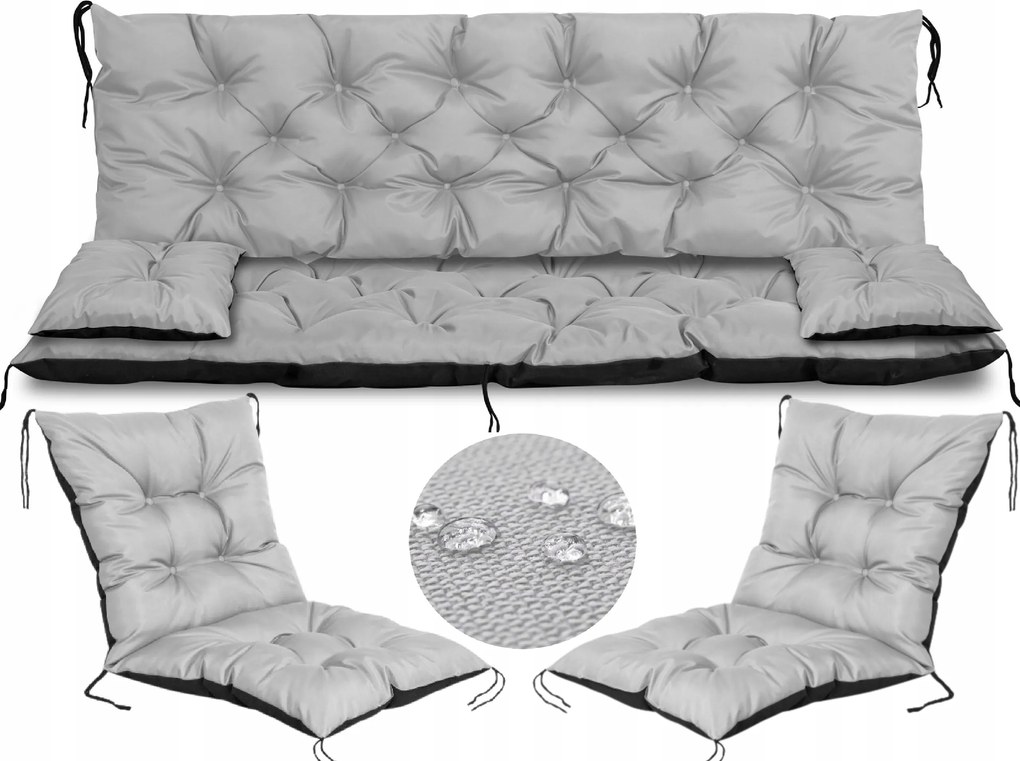 Kerti padpárna 150x60x50 cm 2 db székpárna 50x50x50 cm