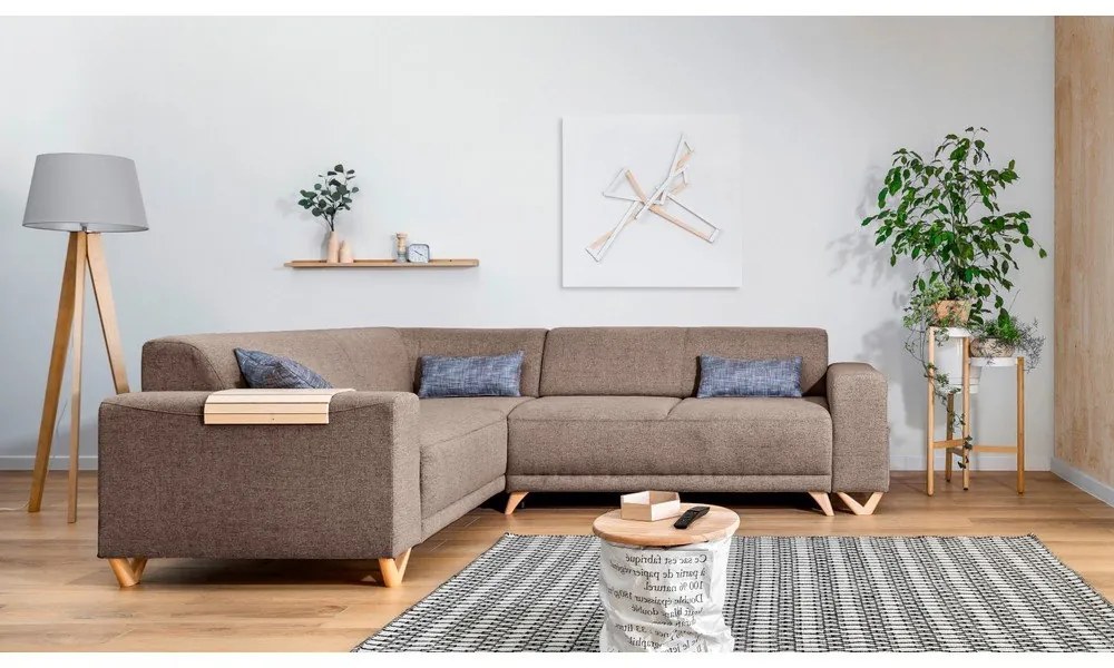 Barna kinyitható-tárolóhelyes sarokkanapé (bal oldali-L alakú) Classy Sophie – Miuform