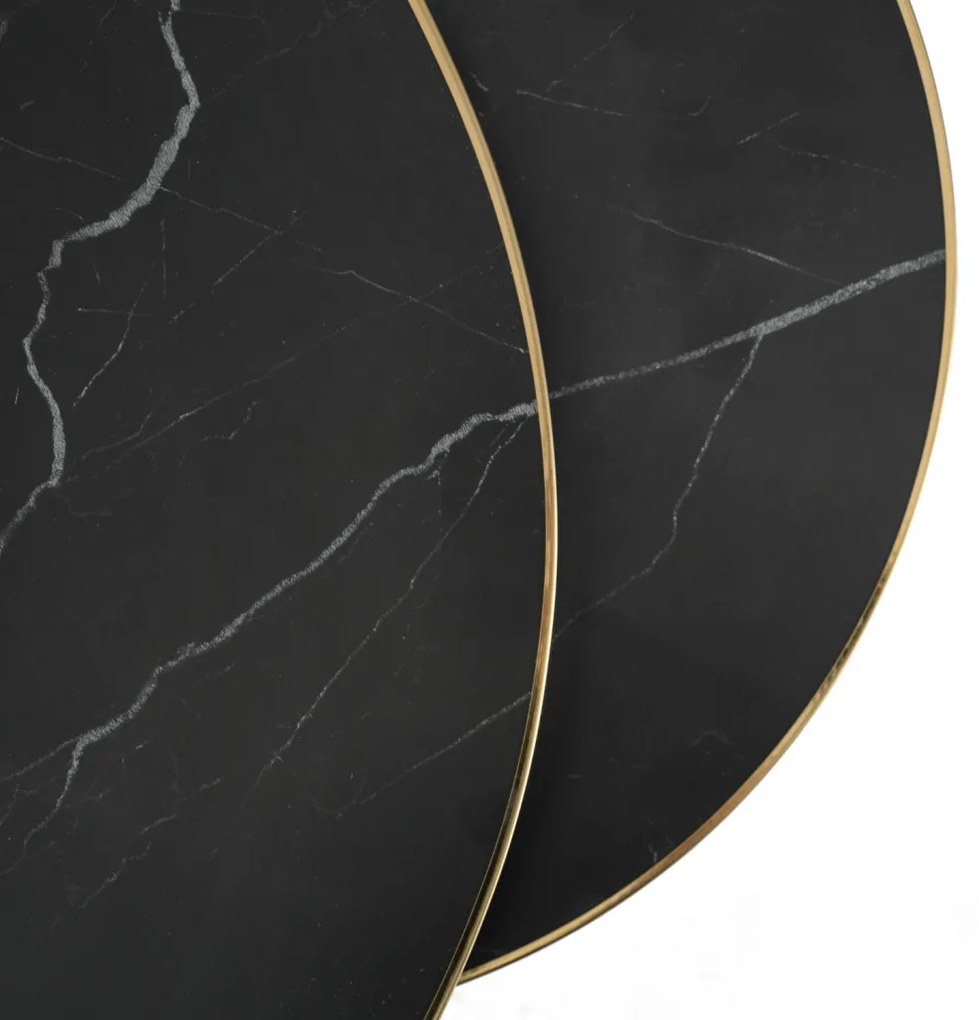 Zestaw Stolików ARON Czarny márvány/Złoty