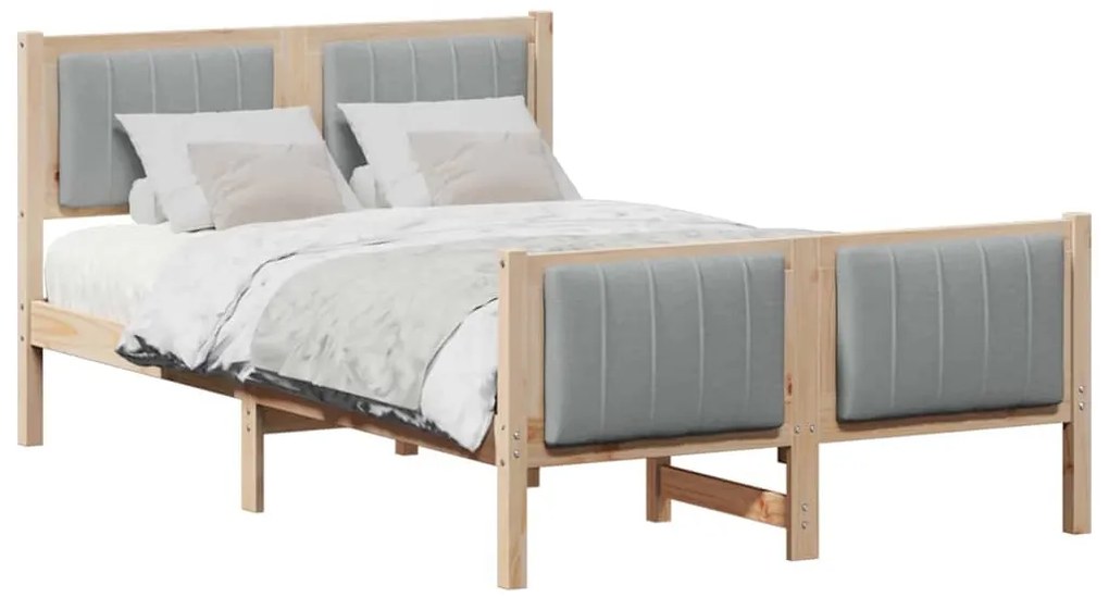 Ágykeret Barna és világosszürke 120 x 200 cm Tömör fenyőfa