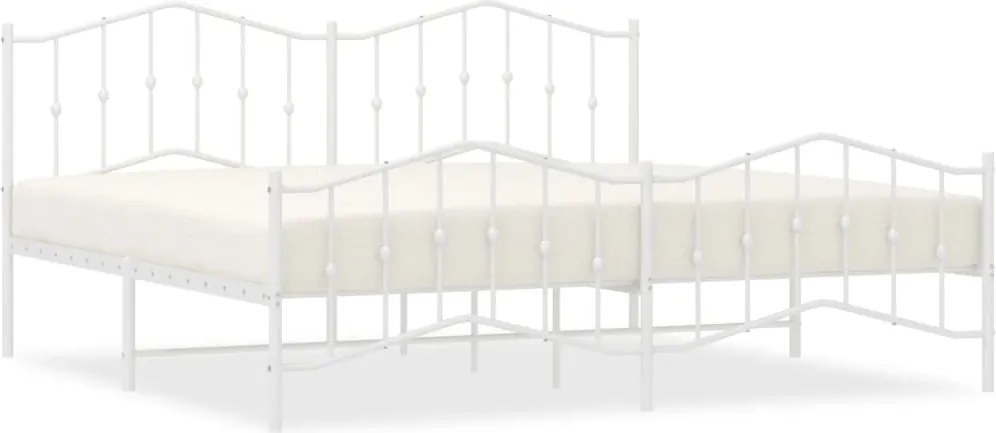 vidaXL fehér fém ágykeret fej- és lábtámlával 200 x 200 cm