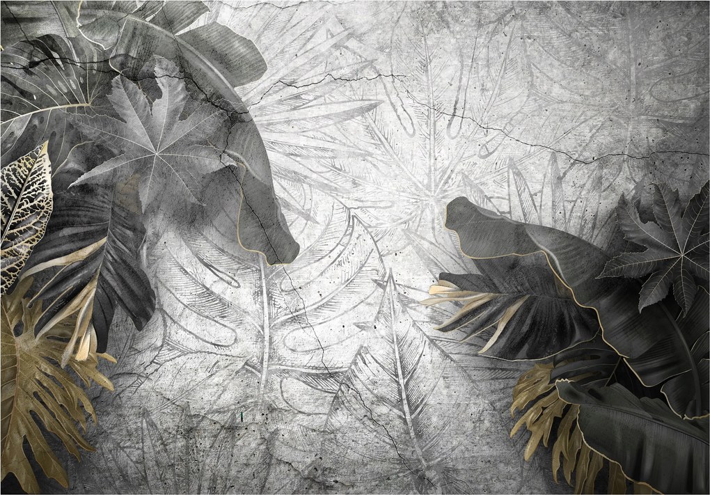 Fotótapéta Beton és levelek trópusi minimalizmus loft 400x280 +ragasztó