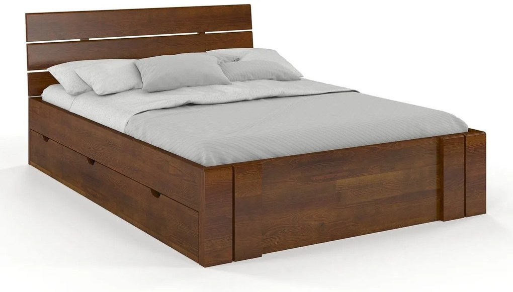 Franciaágy 160 cm Tosen High Drawers (Fenyő). 800208