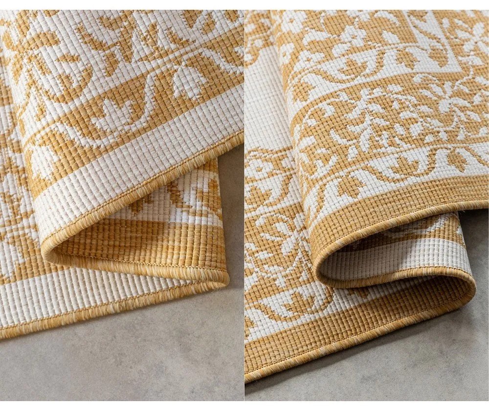 Okkersárga-krémszínű kültéri szőnyeg 80x150 cm Gemini – Elle Decoration