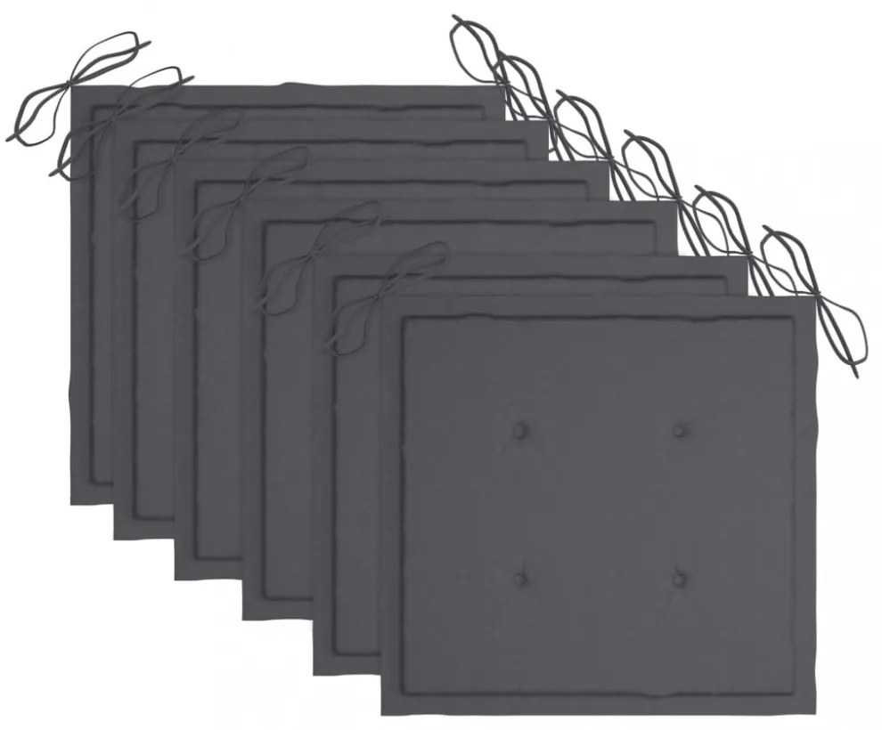 6 db rakásolható tömör tíkfa kerti szék párnákkal