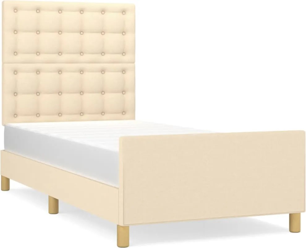 vidaXL krémszínű szövet ágykeret matrac nélkül 90x200 cm