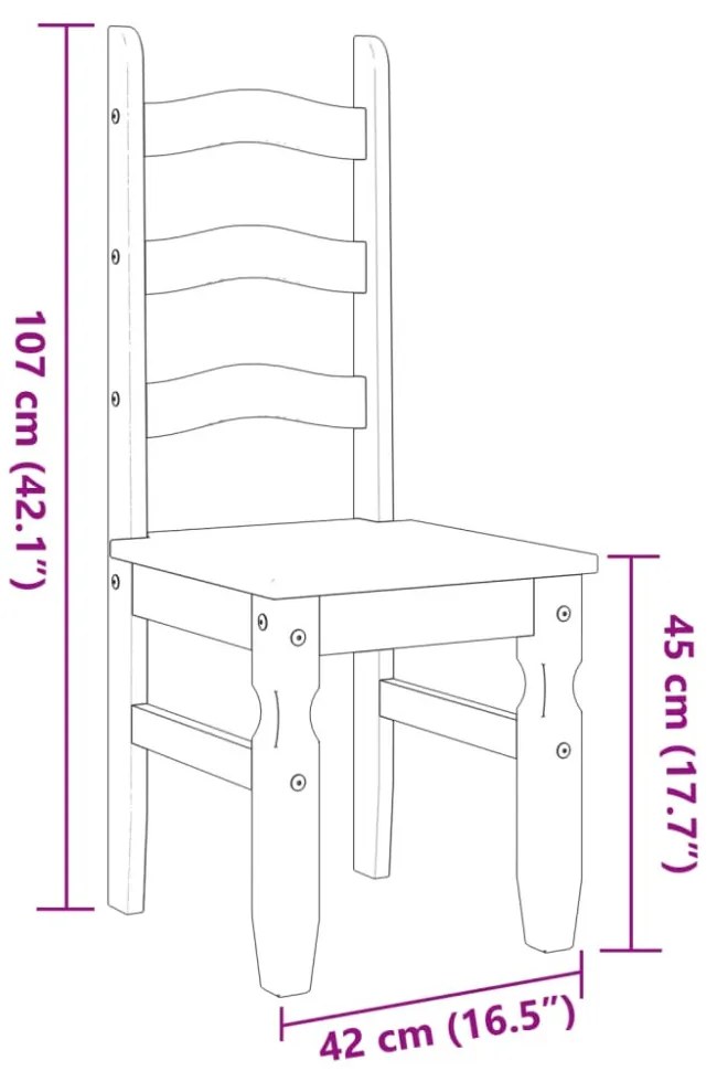 Corona 2 db tömör fenyőfa étkezőszék 42 x 47 x 107 cm