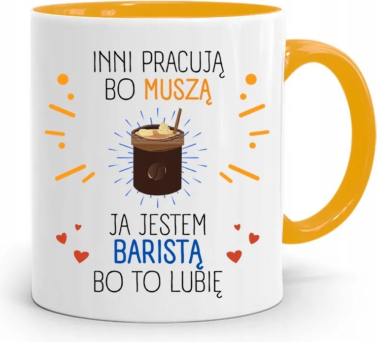 Barista Kávézó Bögre Sárga Ajándék fényképes nyomtatással