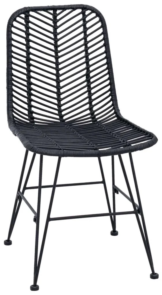 Étkezőszék 2 pcs Fekete 44.5 x 55 x 85 cm Rattan és Vas