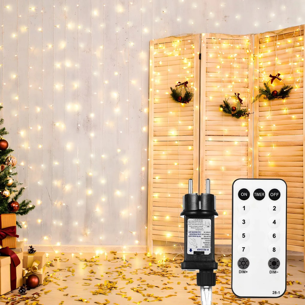 300 Led-es Karácsonyfa Fényfüzér, Fehér, Meleg Fényű, 3X3 M-es Karácsonyfához