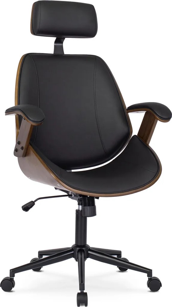 Forgószék dió/fekete ökobőr. FABIAN