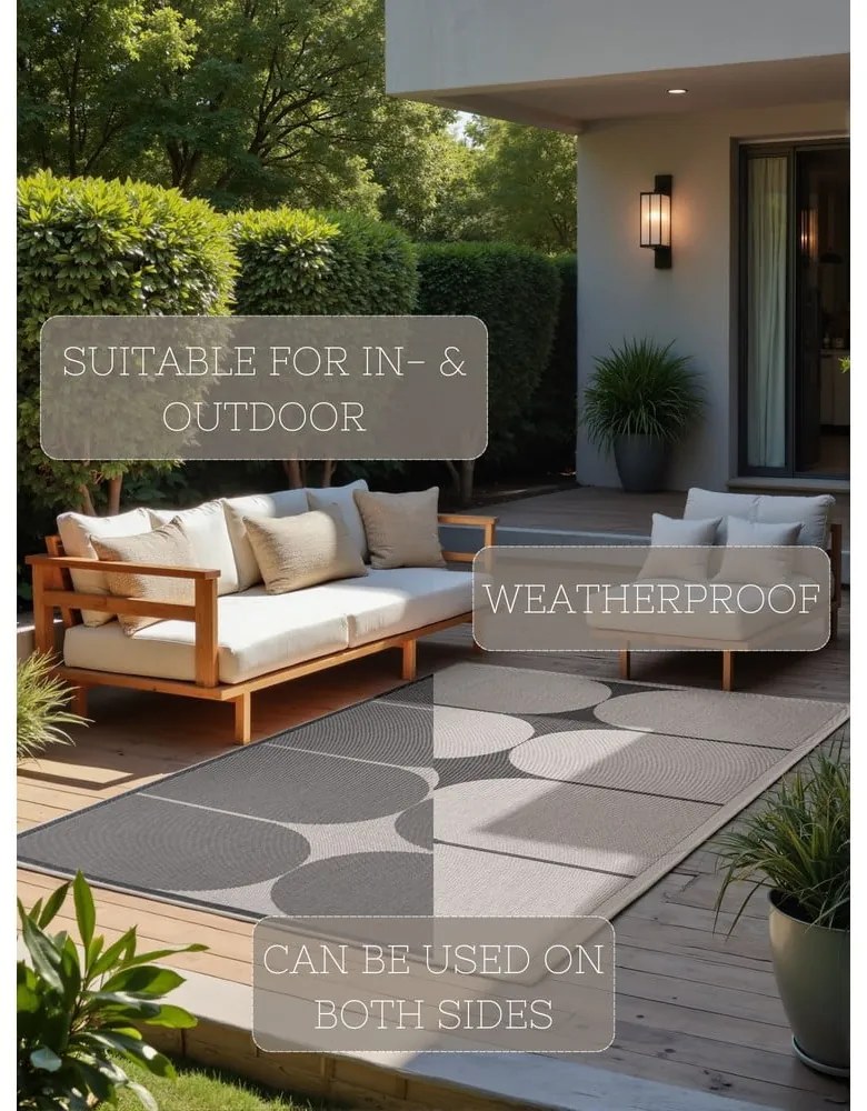 Fekete-fehér kültéri-beltéri szőnyeg 120x170 cm Duet Bowen – NORTHRUGS