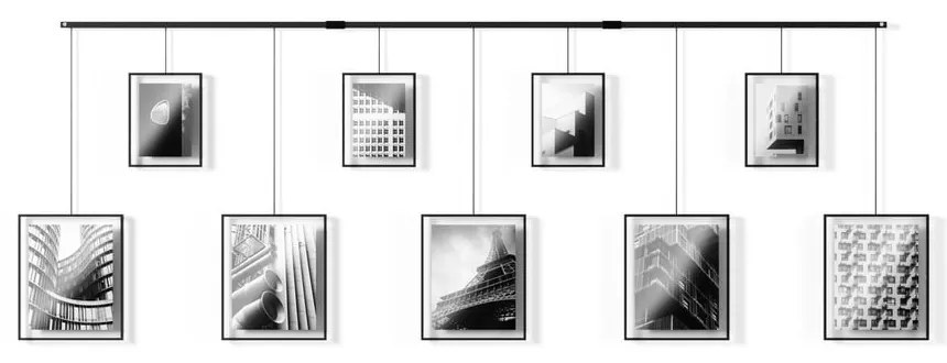 Fekete fém fali képkeret szett 9 db-os 223x77,5 cm Exhibit – Umbra